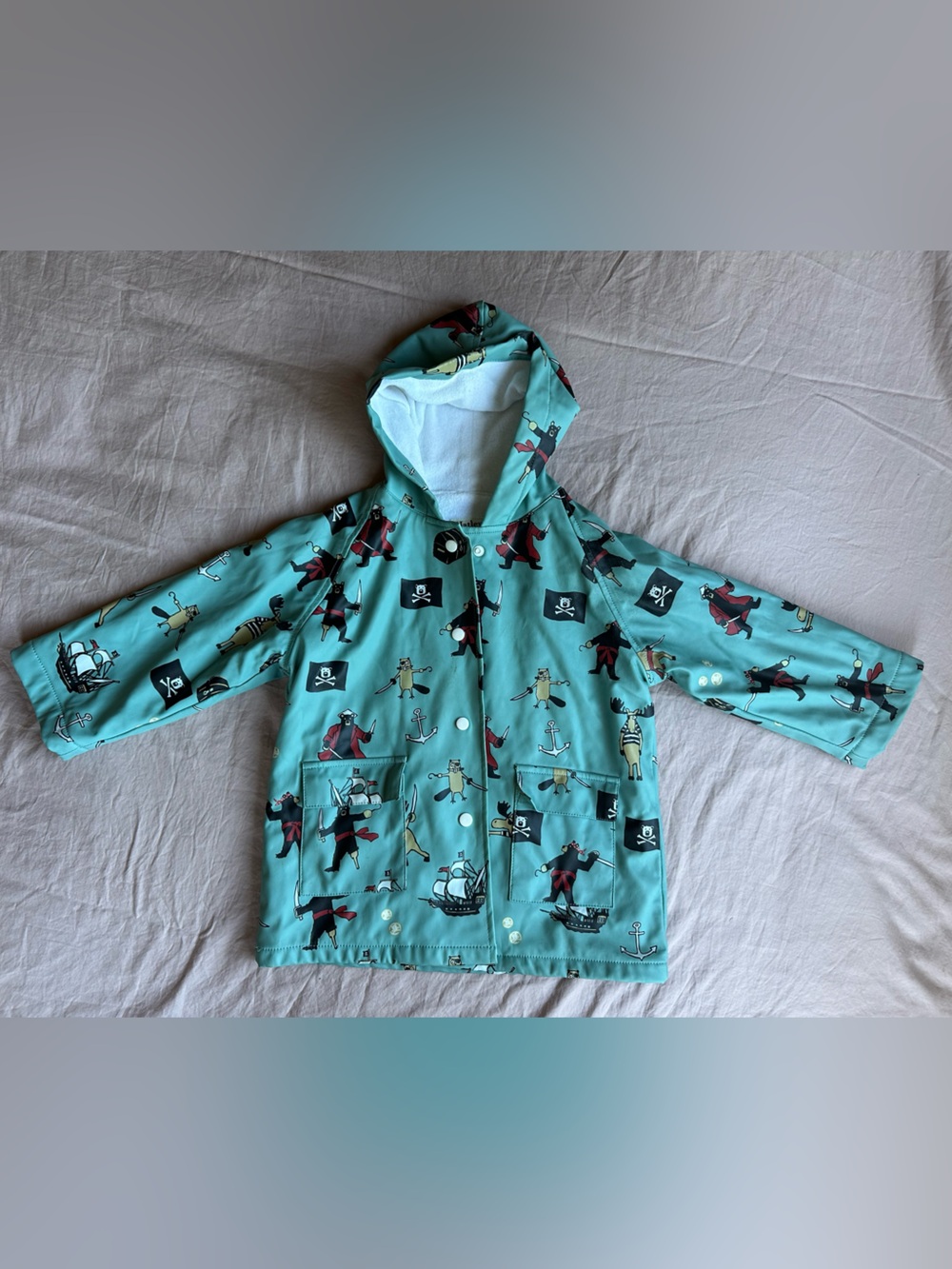 Hatley Teal Pirate Print Raincoat